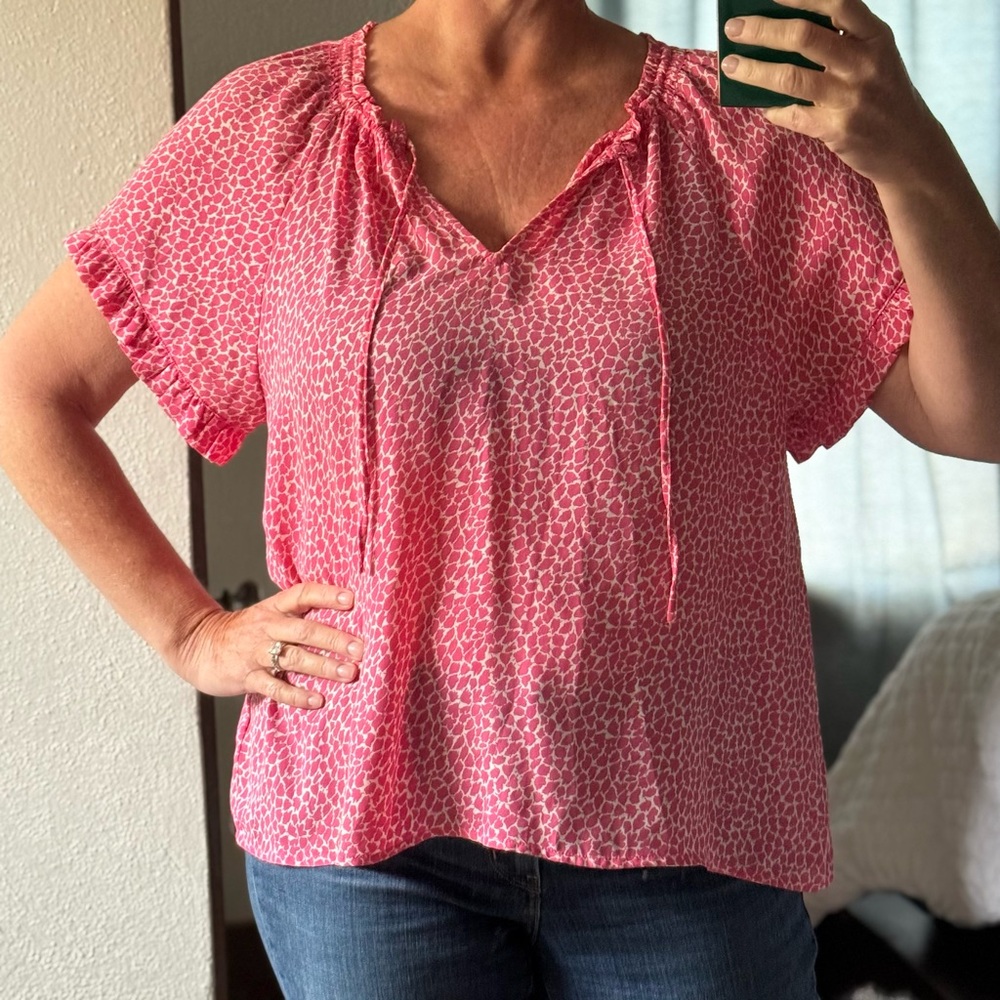 Gap Pink Patterned Blouse With Ruffle Sleeves & T… - image 4